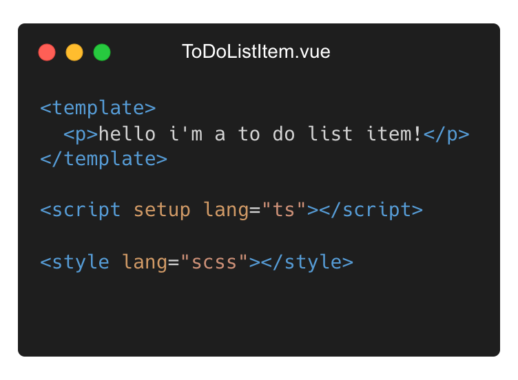 ToDoListItem.vue basic code scaffold