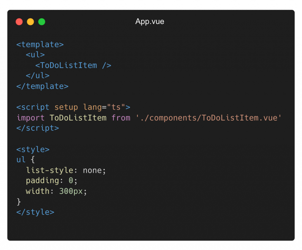 Importing and using ToDoListItem component on App.vue