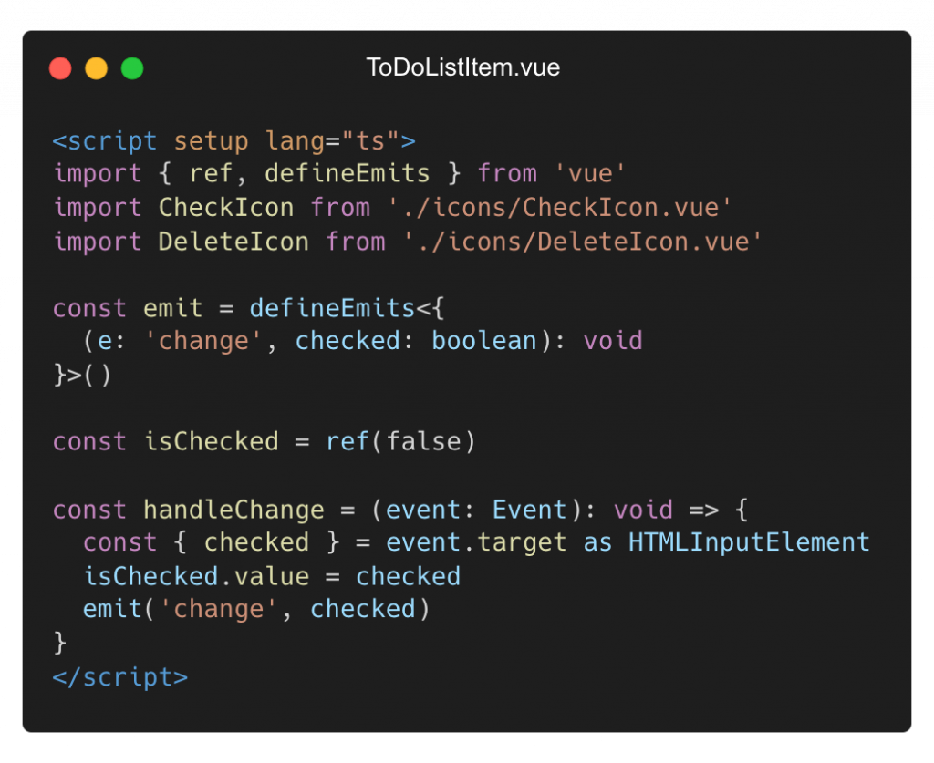 Defining emits in ToDoListItem.vue